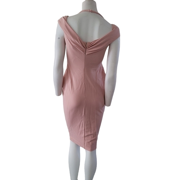 Nookie Athena Off Shoulder Halter Midi Dress Blush Pink Size Large - Picture 6 of 14
